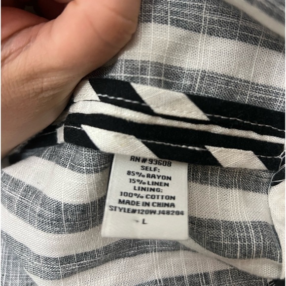 Willow Linen Blend Black and White Striped Long Line Blazer Size Large - Picture 9 of 10